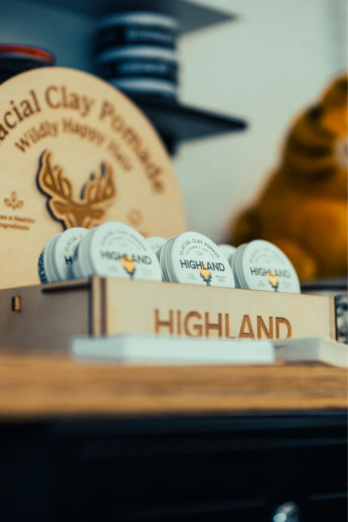 Glacial Clay Pomade Wooden Laser Etched Display